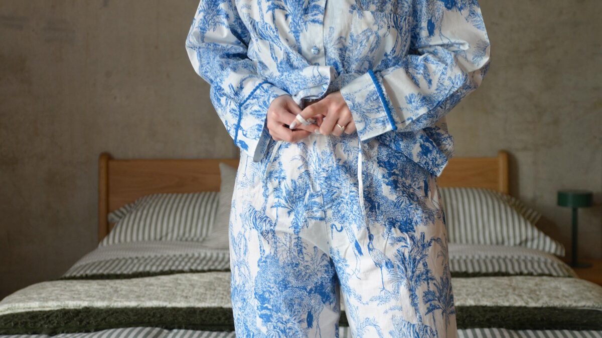 Blue & White Jungle Print Pyjamas - Image 6
