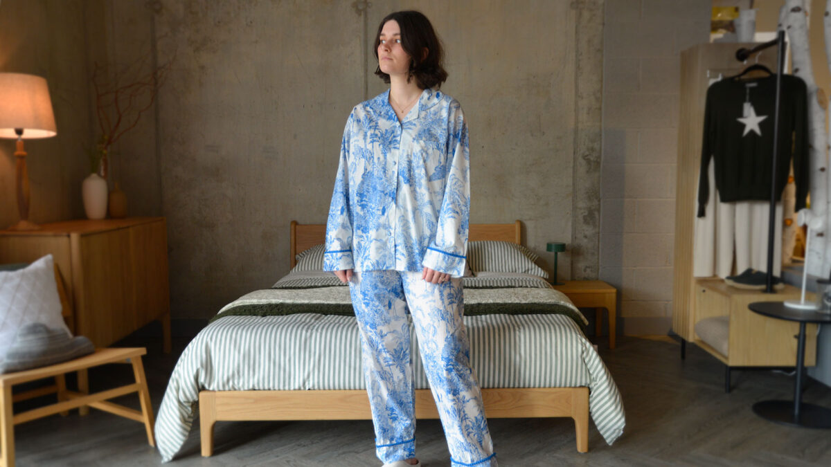 Blue & White Jungle Print Pyjamas - Image 4