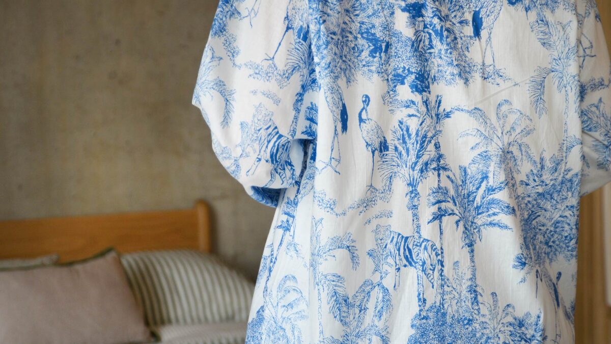 Blue & White Jungle Print Pyjamas - Image 3