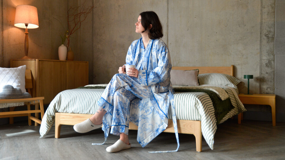 Blue & White Jungle Print Robe