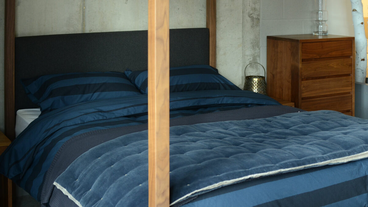 Blue-stripe-duvet-set & velvet quilt