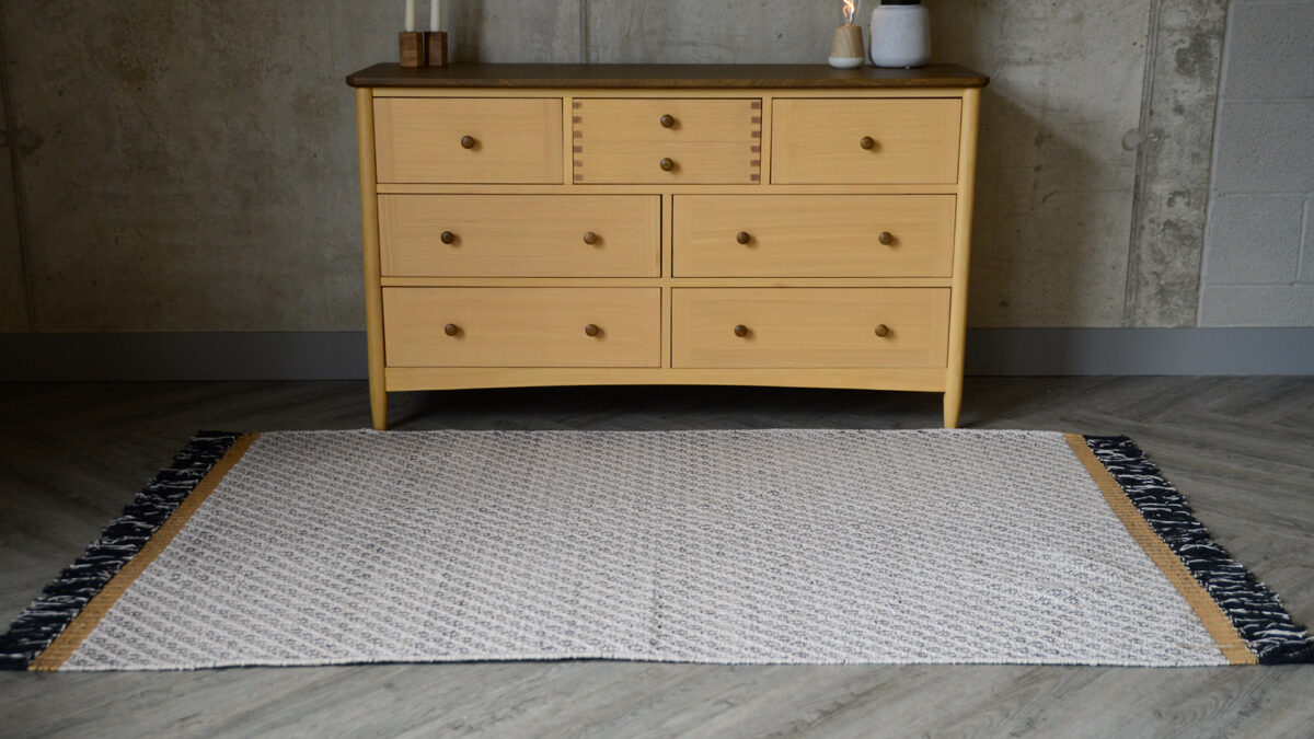 Boho Woven Cotton Rug Black with Wide Chest
