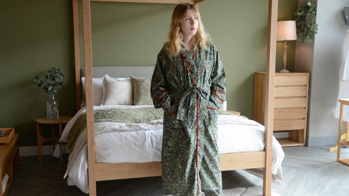 Botanical Berry Robe full length