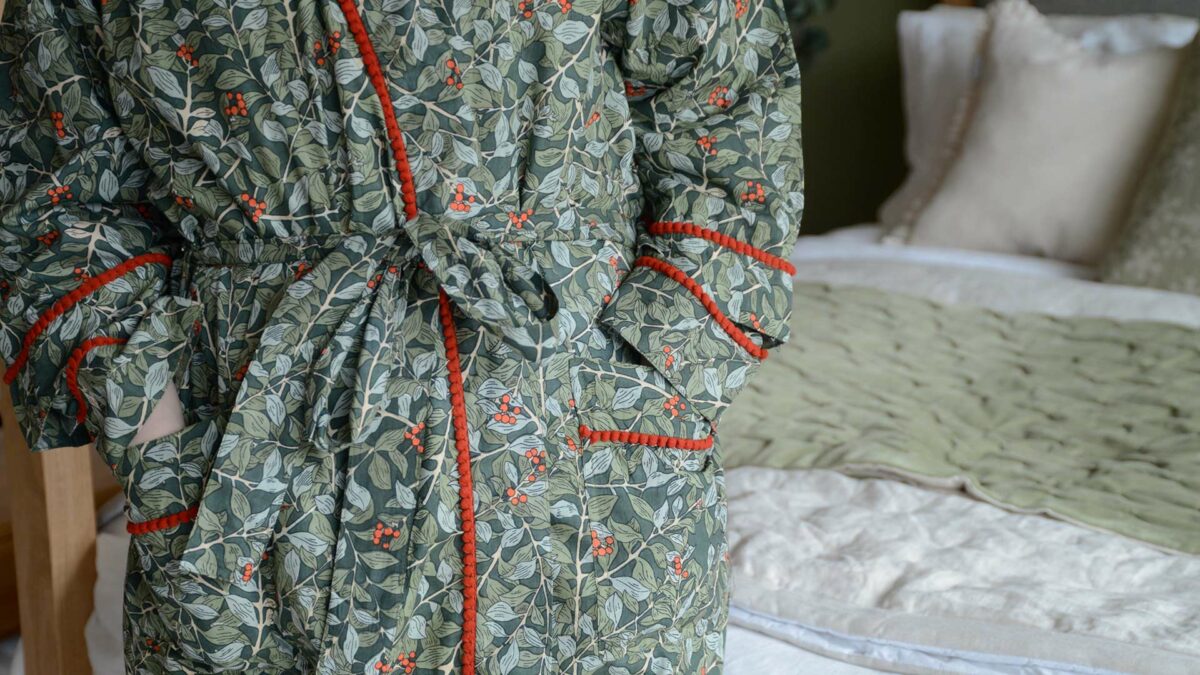 Botanical Berry Robe pockets detail