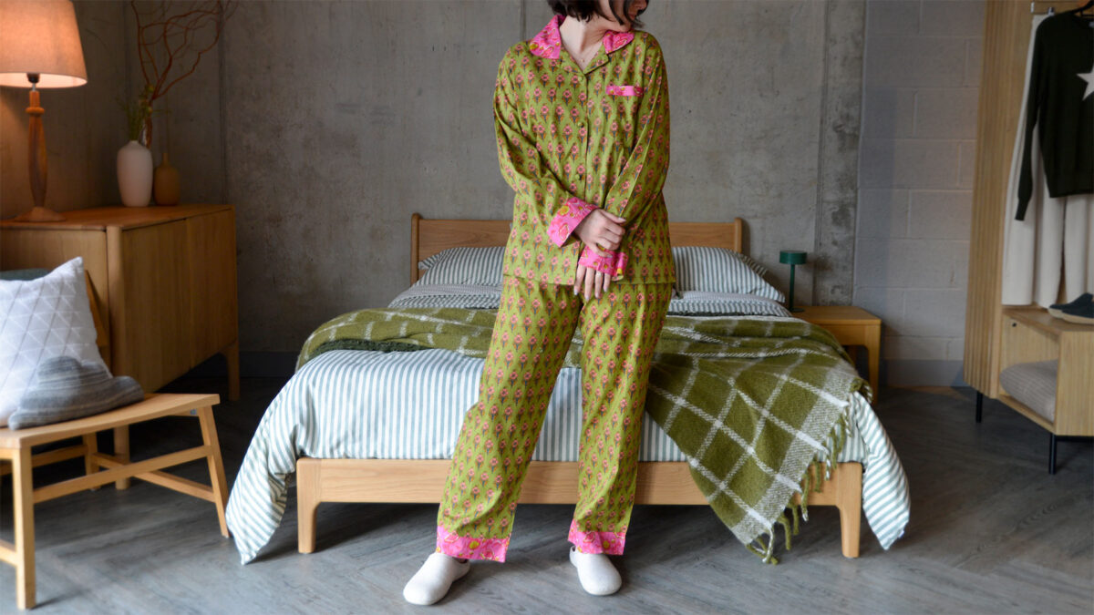 Bright Green & Pink Floral Pyjamas - Image 5