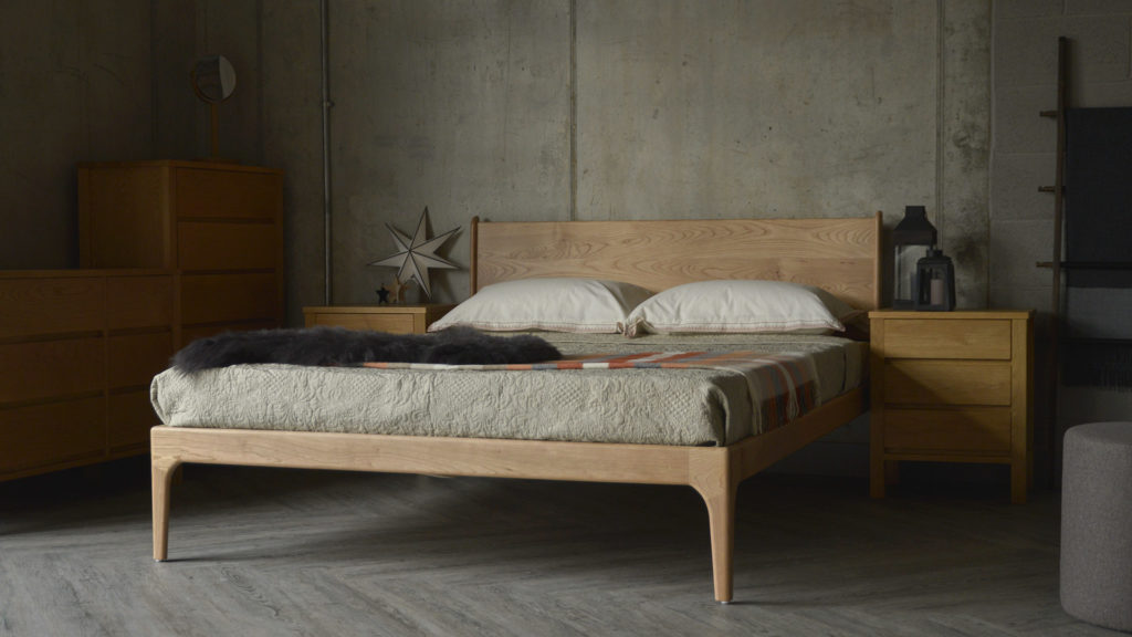 Contemporary Camden bed made from solid Cherry wood