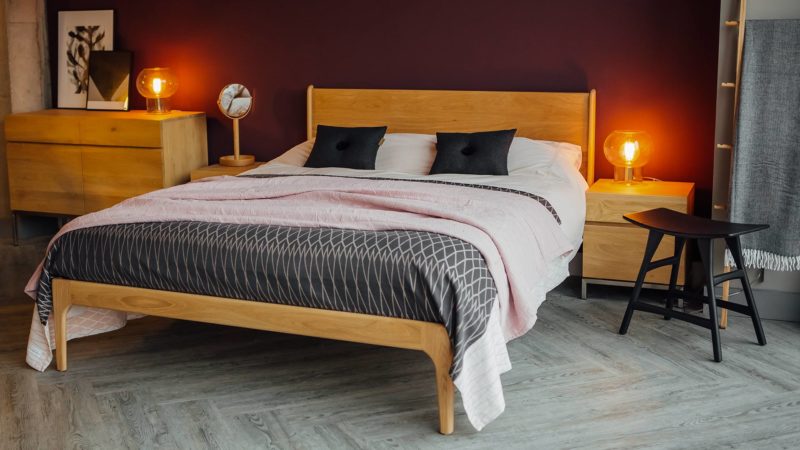 the Camden handmade wooden bed here in Oak