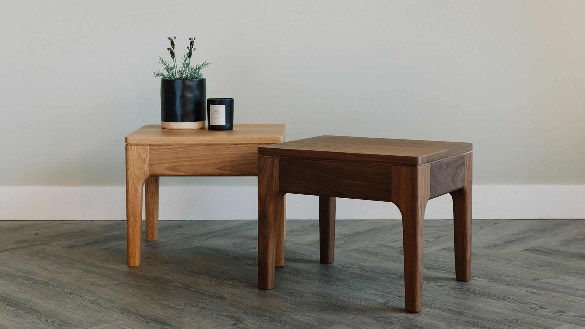 solid wood bedside tables hand made in Britain