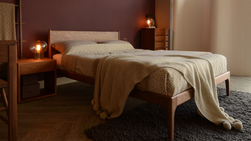 Mid-Century style Camden bed in solid Walnut