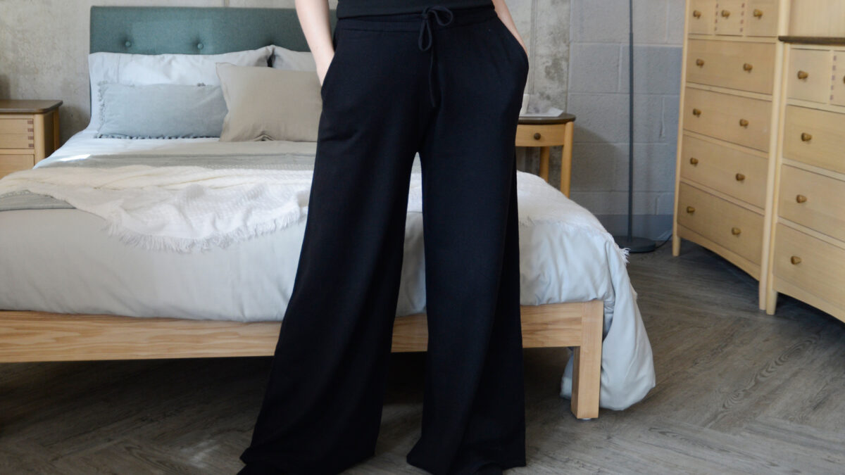 Chalk Wide Leg Pants Black Front1