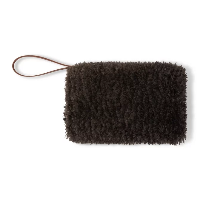 dark brown faux fur clutch