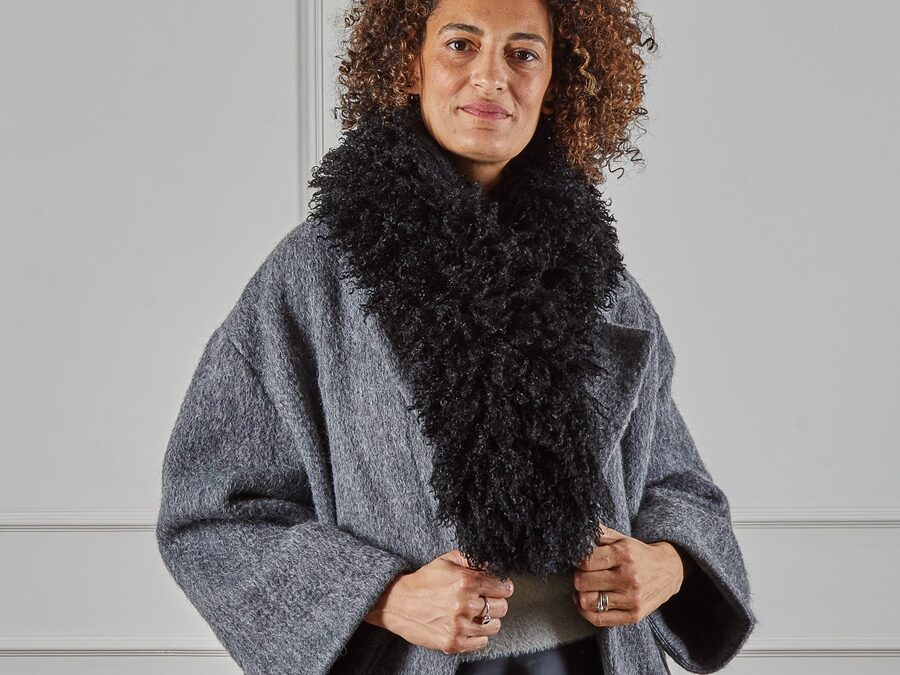 dark faux fur stole