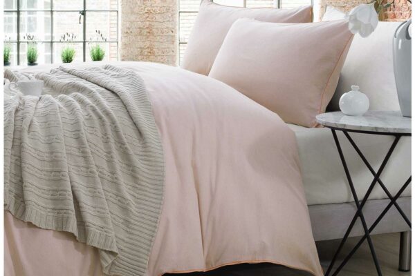 Chambray-bedding-Peach-plain-main-shot