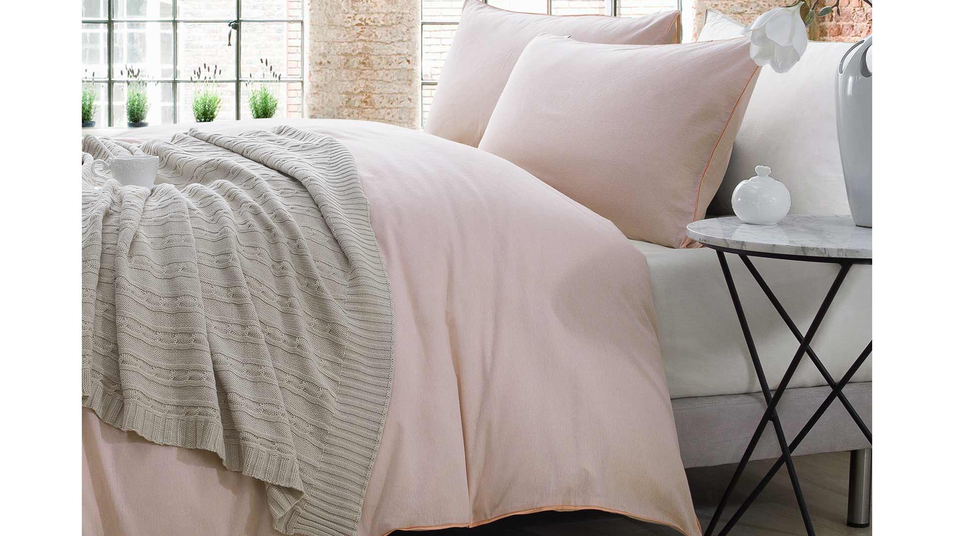 Chambray Cotton Bedding Grey Ecru Or Peach Natural Bed Company