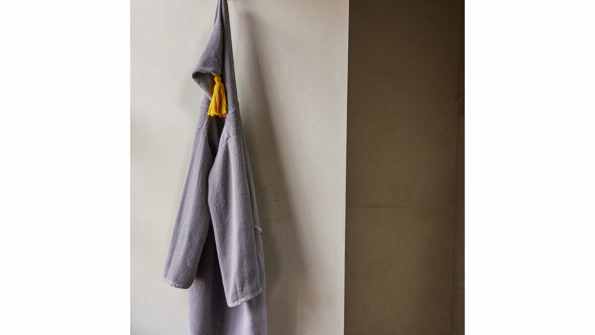 Childs Cotton Robe grey with yellow tassle