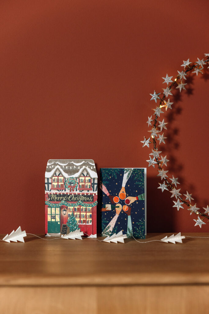 Christmas cards wreath and garland portrait