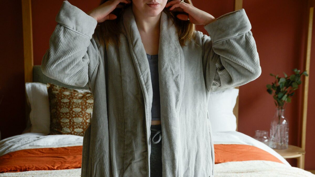 Christy Egyptian Cotton Grey Robe Front