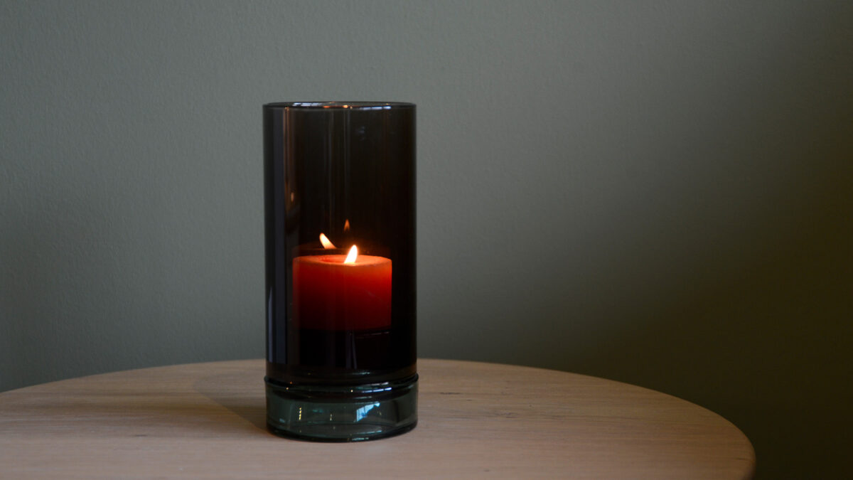Colourful Glass Candleholders Brown Teal with Candle