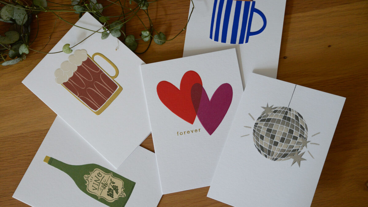 Colourful Set of 5 Cards Flat Lay