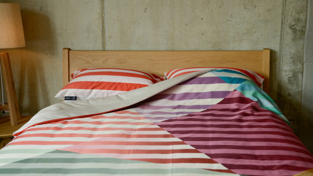 Colourful Stripe Bedding Fold over Pillows on Zanskar