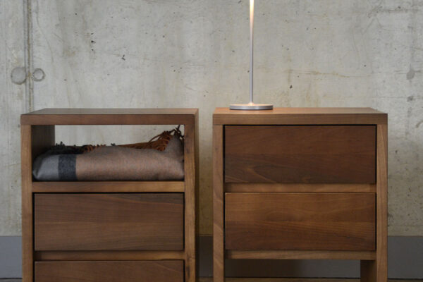 Black Lotus - Walnut Shelf Table with Drawers