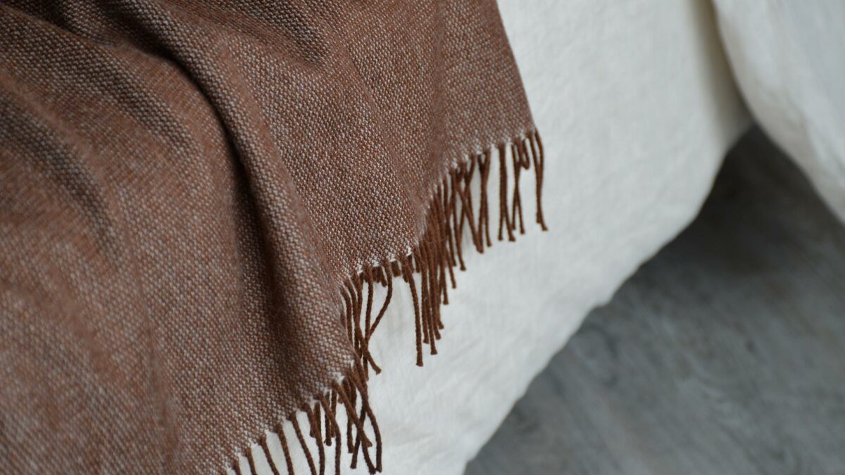 Dark Brown Reversible Throw Tassels Detail