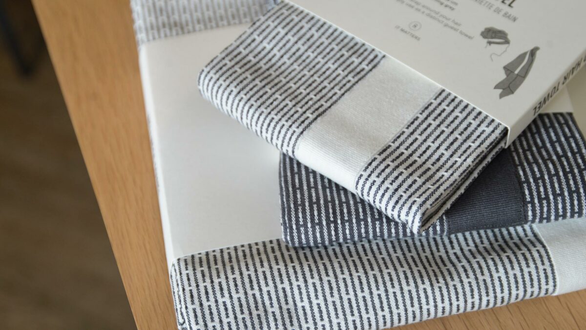 organic cotton wellness towels in contemporary woven design