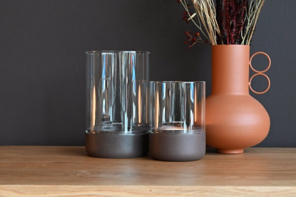 Dark Mauve & Glass Candleholders