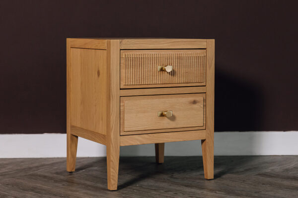 Deco Reeded Oak 2 Drawer Table