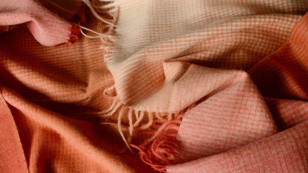 Elvang Orange Gradient Throw Rumpled Detail