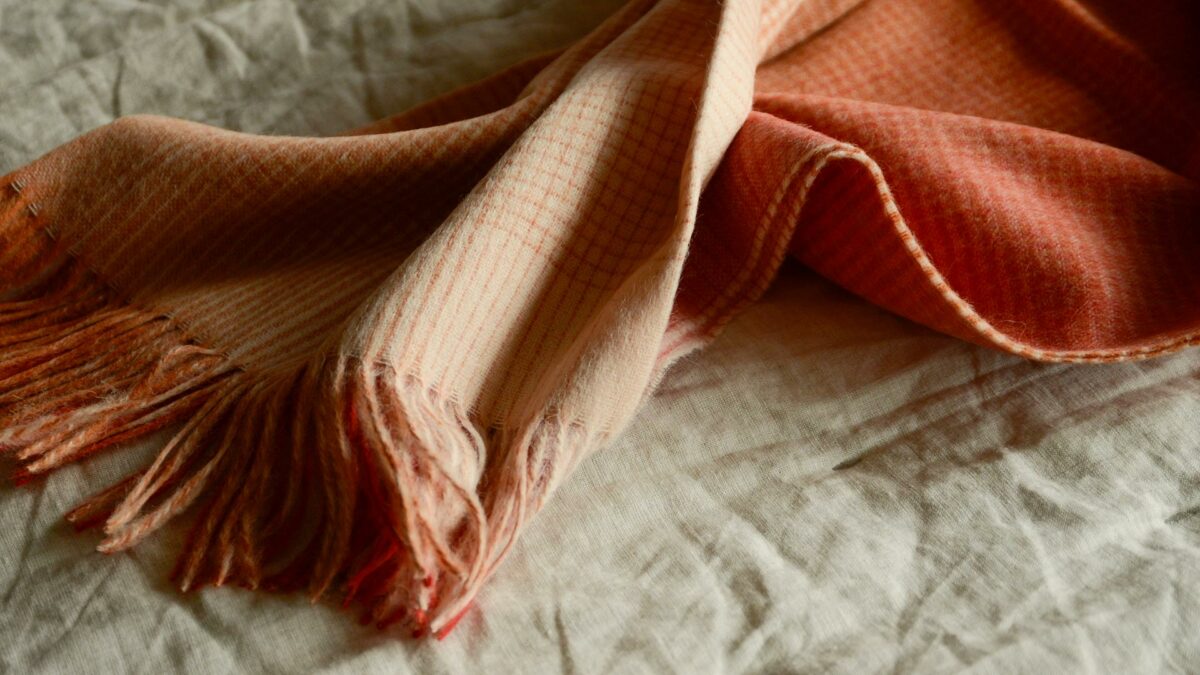Elvang Orange Gradient Throw Tassel Rumpled