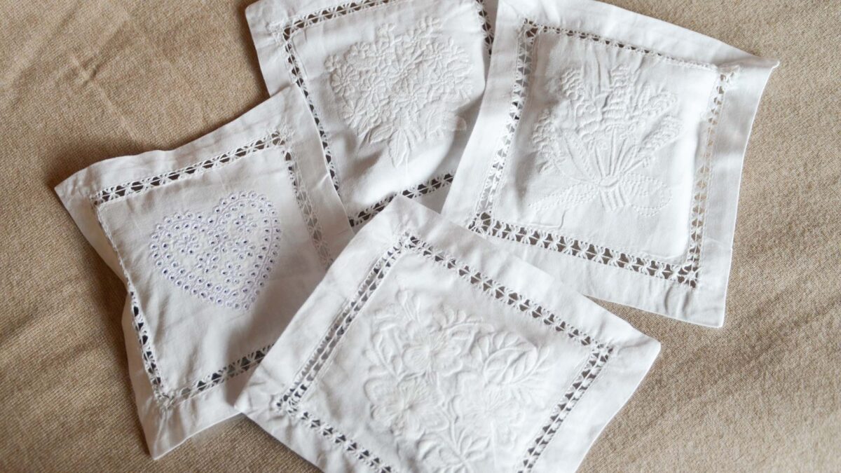 Set of 3 Embroidered Lavender Pouches