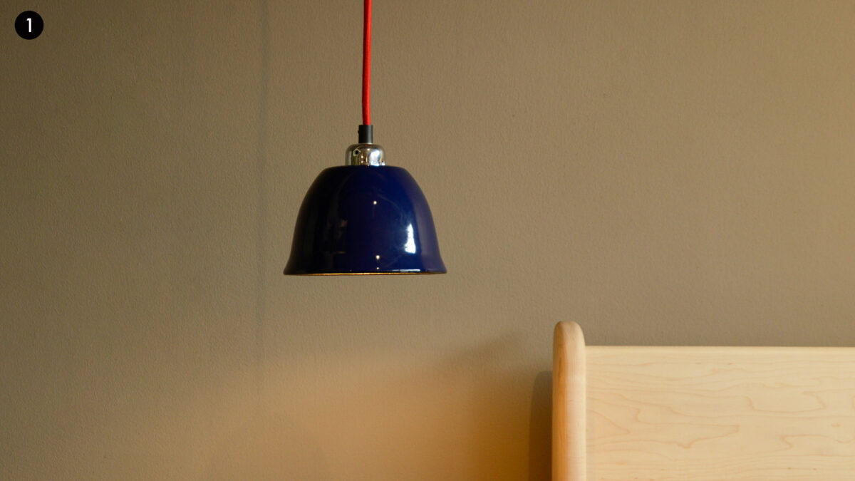 Enamel Bell Shade Blue Light On
