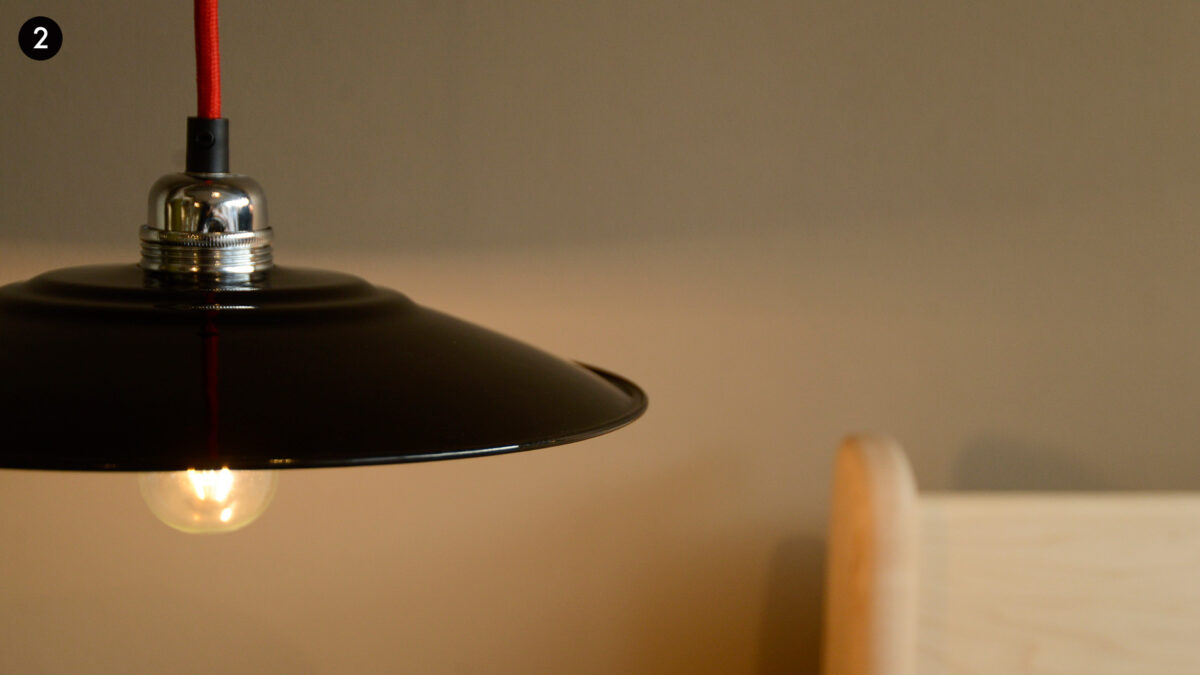 Enamel Shade Black Saucer Light On