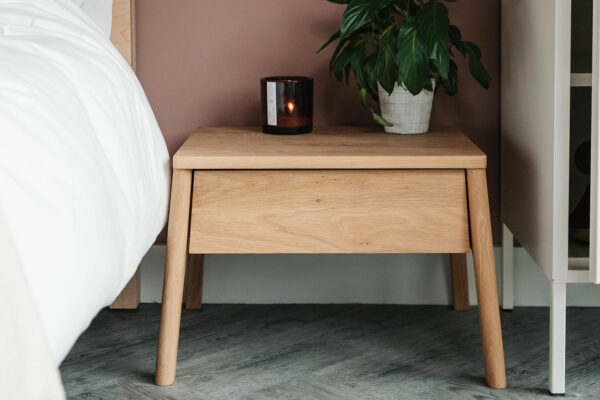 solid oak low bedside drawer table