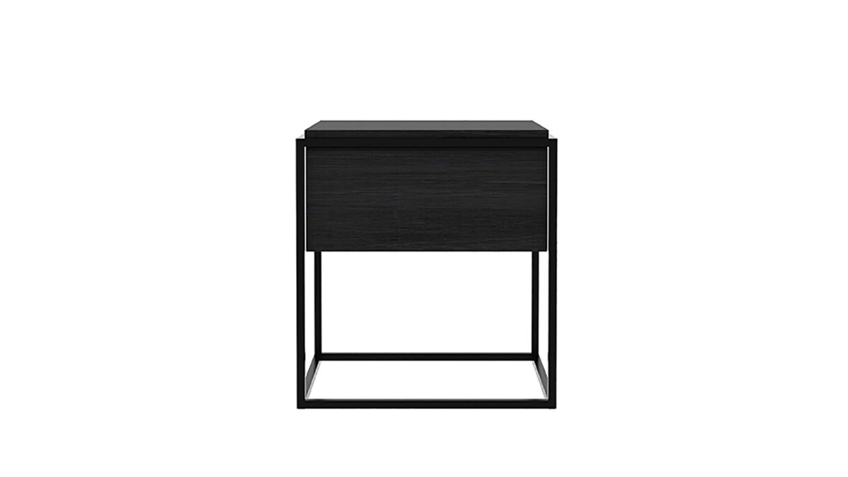 Ethnicraft Black Oak Monolit nightstand 1 drawer black white metal 48x48x51 f