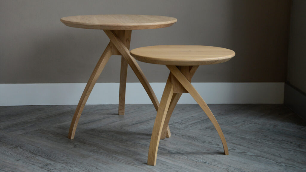 Ethnicraft Large Twist Table Large and Small Together