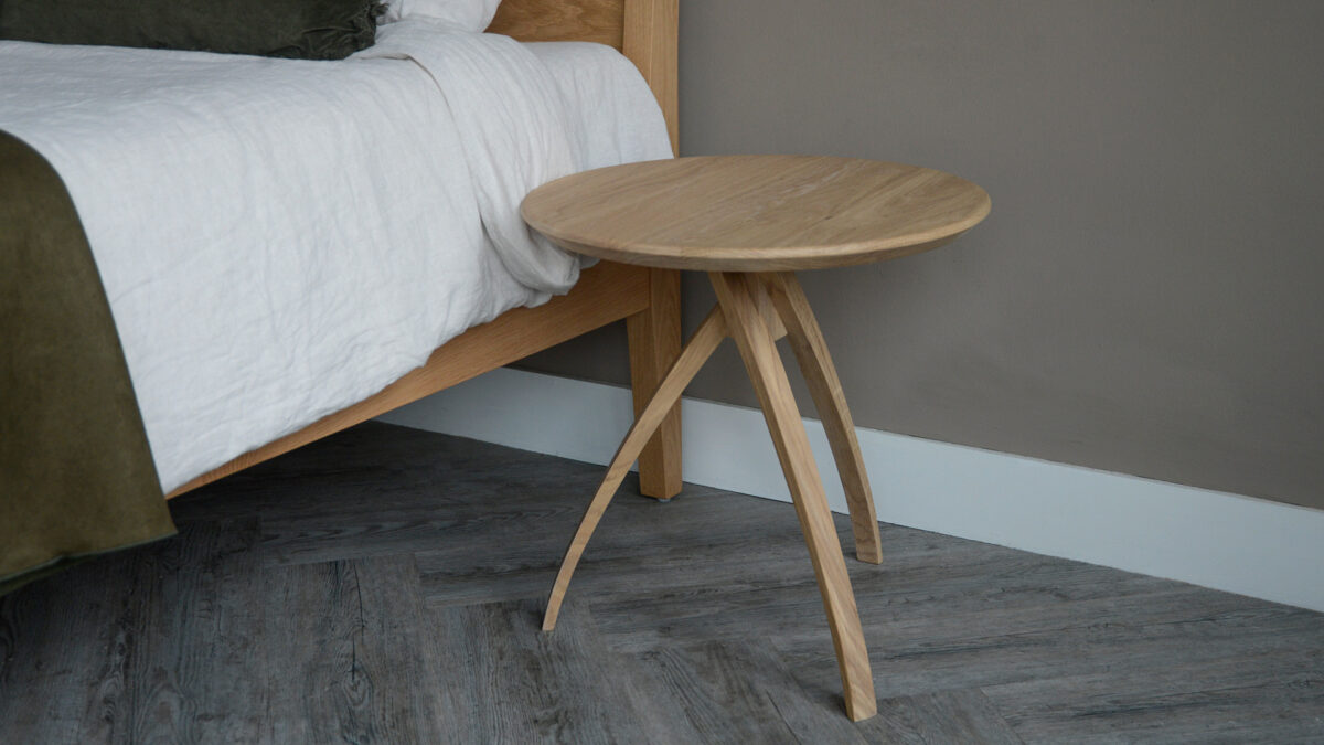 solid oak side table with twist style legs