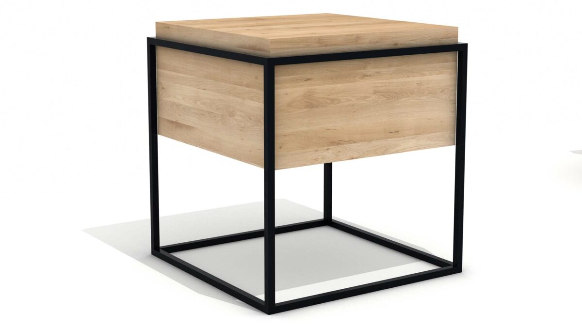 Ethnicraft Monolit side table M oak and black 47x47x51