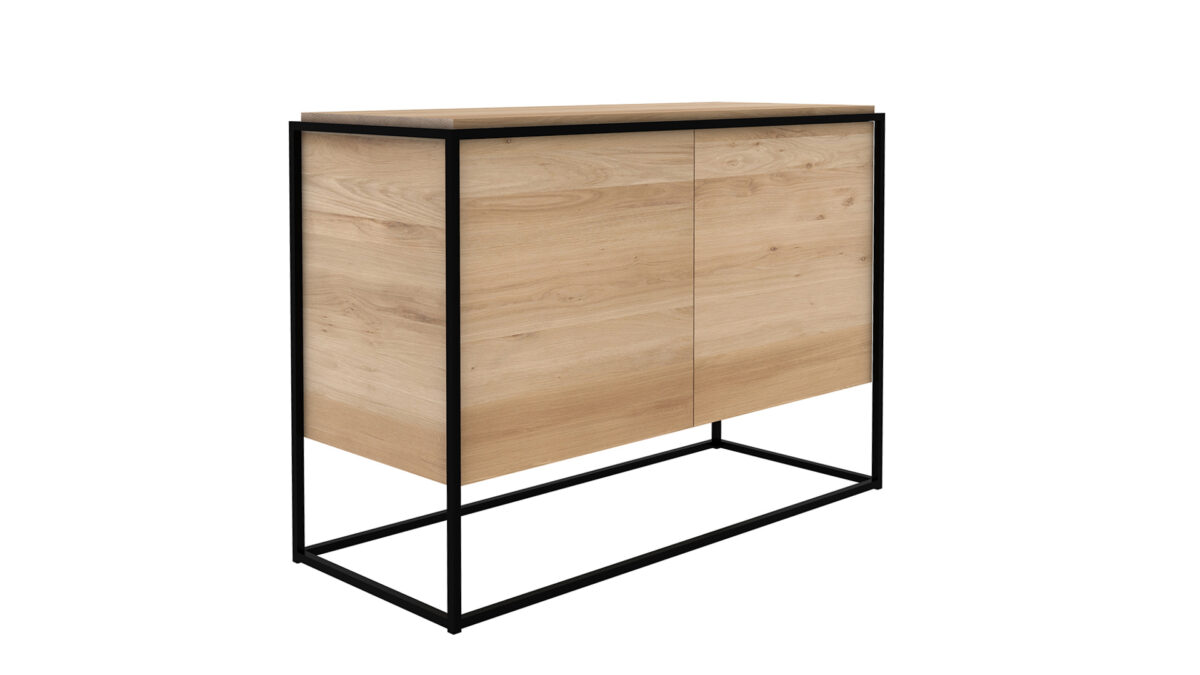 Ethnicraft Monolit sideboard Oak 3q black frame