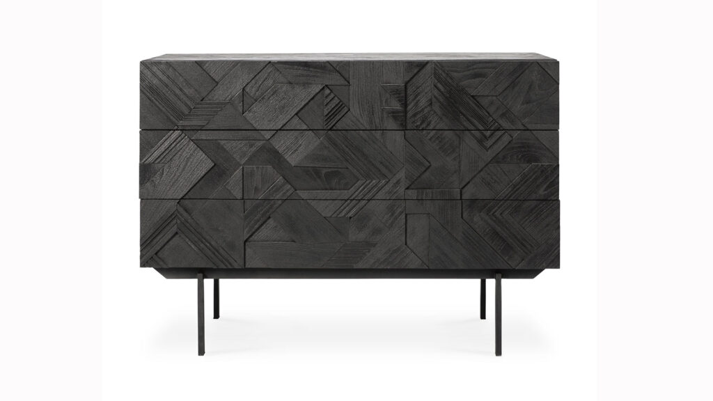 Ethnicraft black Teak Graphic drawers unit