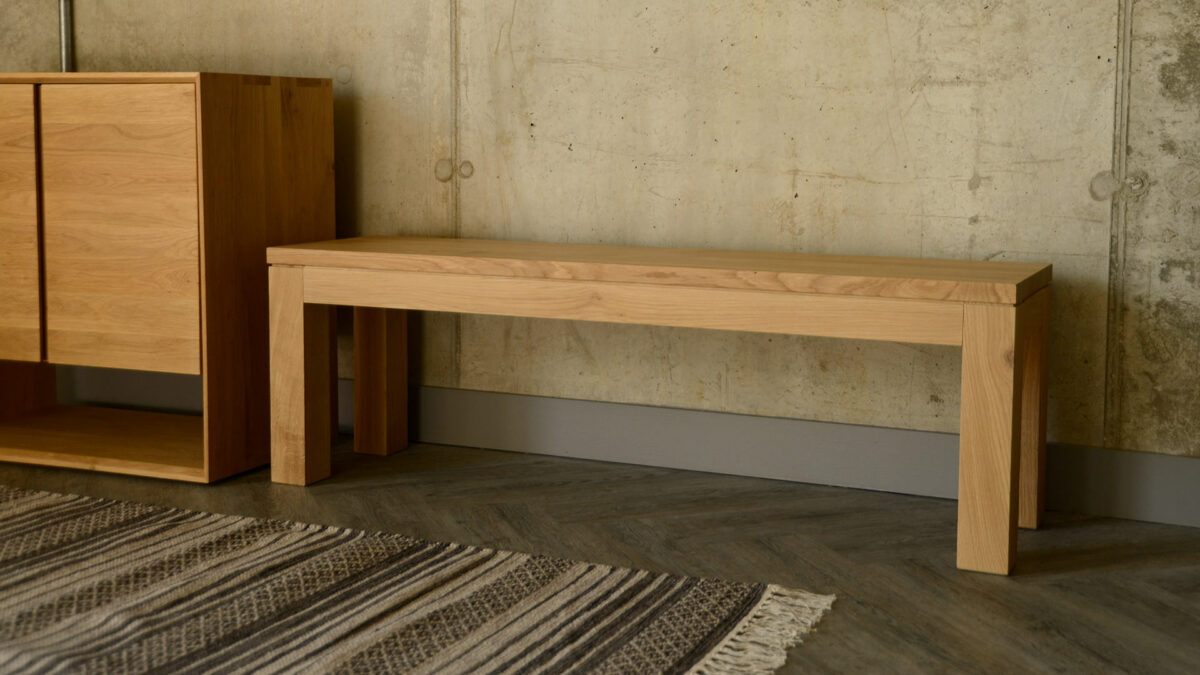 Chunky solid oak bench or end of bed table