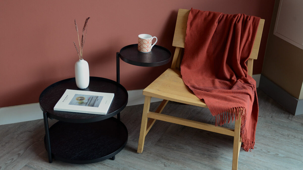 Ethnicraft swivel table and N2 lounge chair