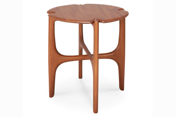 Pi a mid-century style occasional side table in a warm mahogany wood