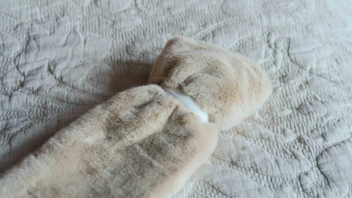 Faux Fur Hot Water Bottles Soft Beige Texture Detail