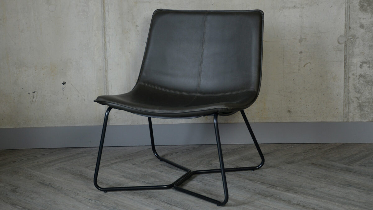 Faux Leather Stitched Lounge Chair Charcoal