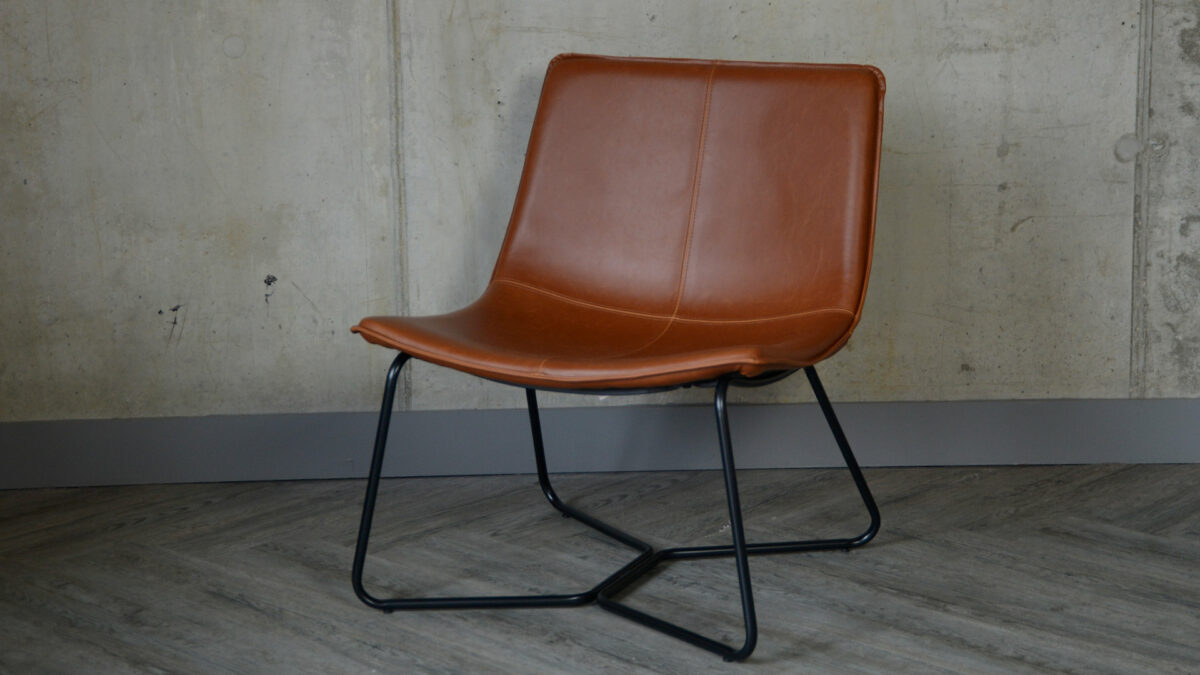 Faux Leather Stitched Lounge Chair Tan