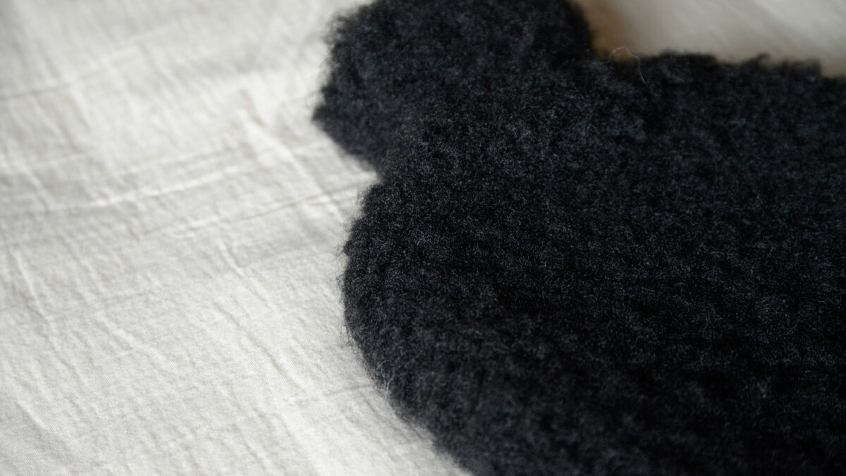 Faux Sheepskin Hot Water Bottles Black Texture Detail