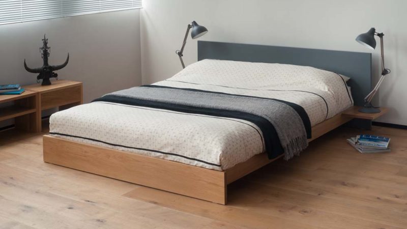 Handmade in Sheffield the Koo is a low loft style bed with side tables