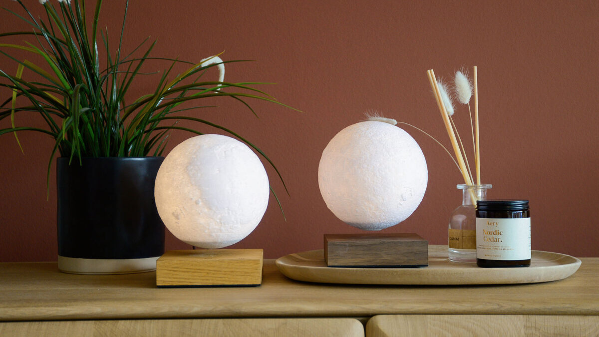 Floating Moon Lamps Ash and Walnut Bases MAIN 1